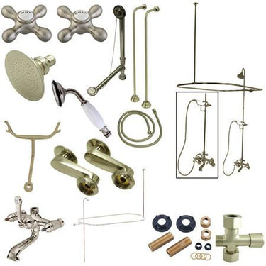 Kingston Brass Vintage Clawfoot Tub Package with Metal Cross Handles, Satin Nickel Clawfoot Tub Set Kingston Brass